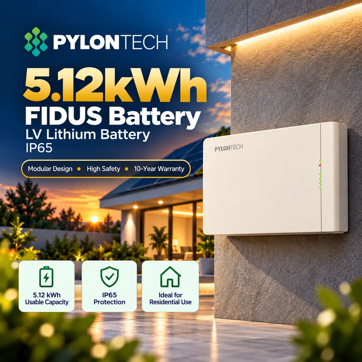Pylontech Fidus 5.12kWh LV Lithium Solar Battery