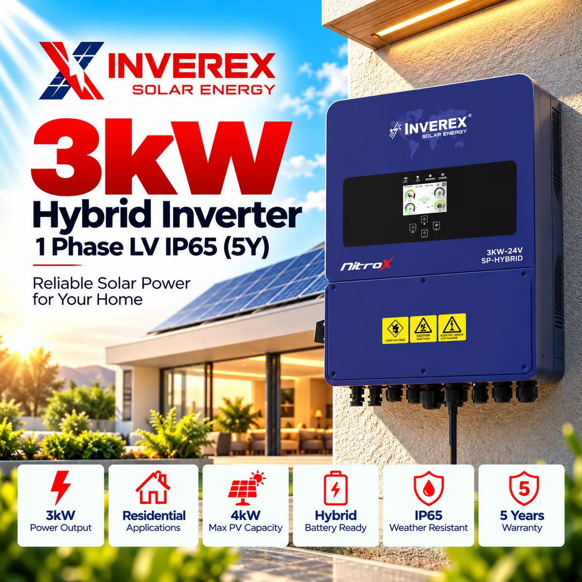 Inverex Nitrox 3kW Single Phase Hybrid Solar Inverter