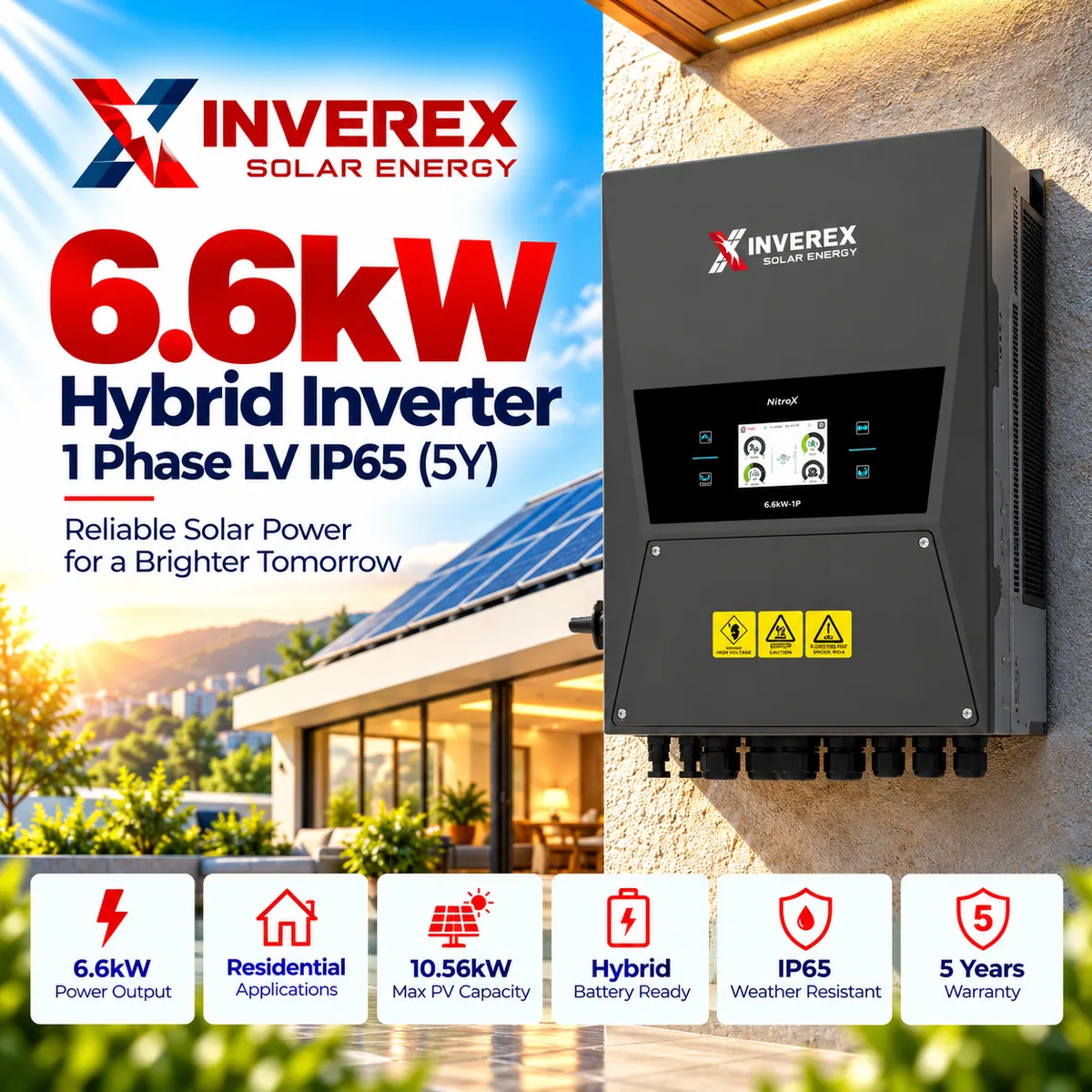 Inverex Nitrox 6.6kW Single Phase Hybrid Solar Inverter