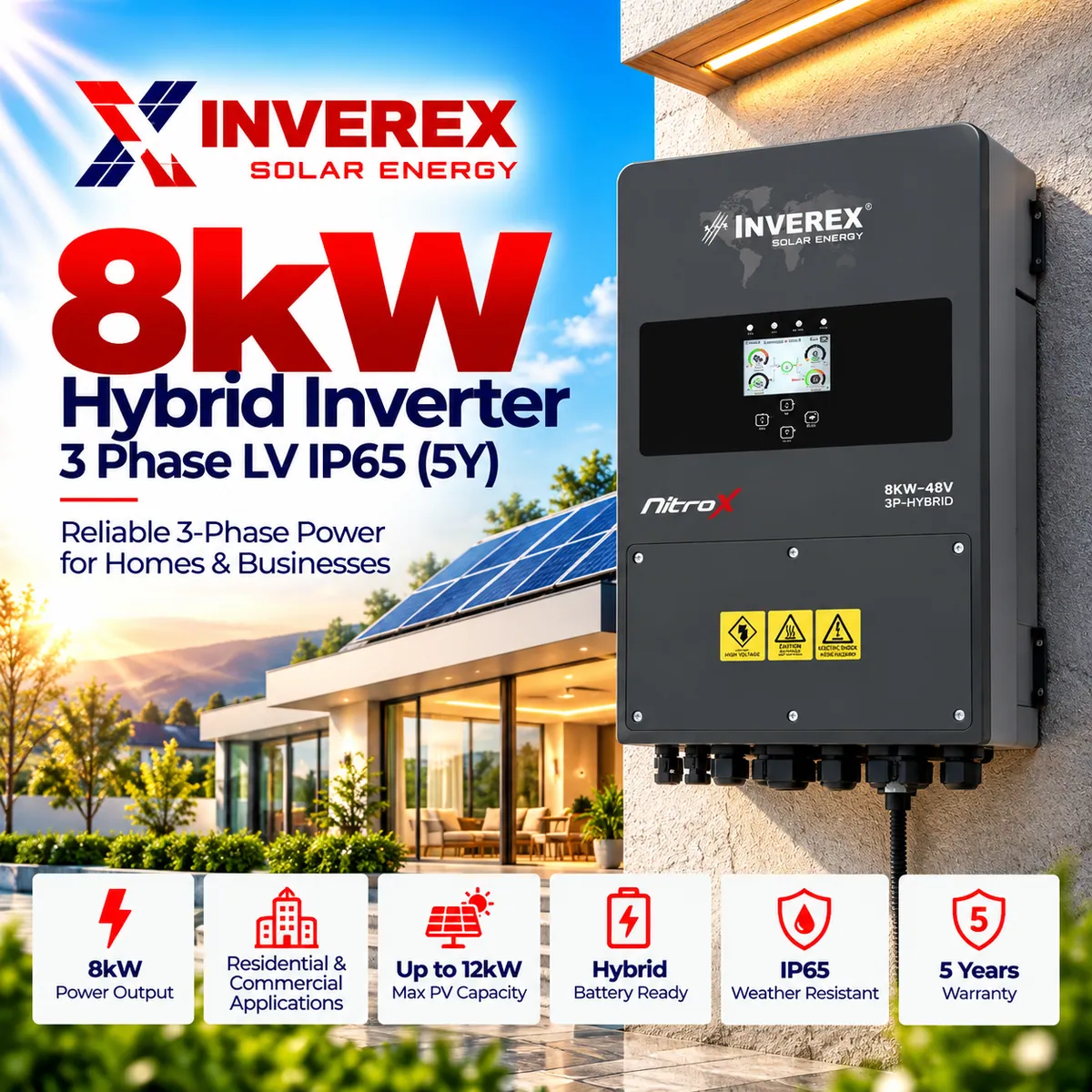 Inverex Nitrox 8kW Three Phase Hybrid Solar Inverter