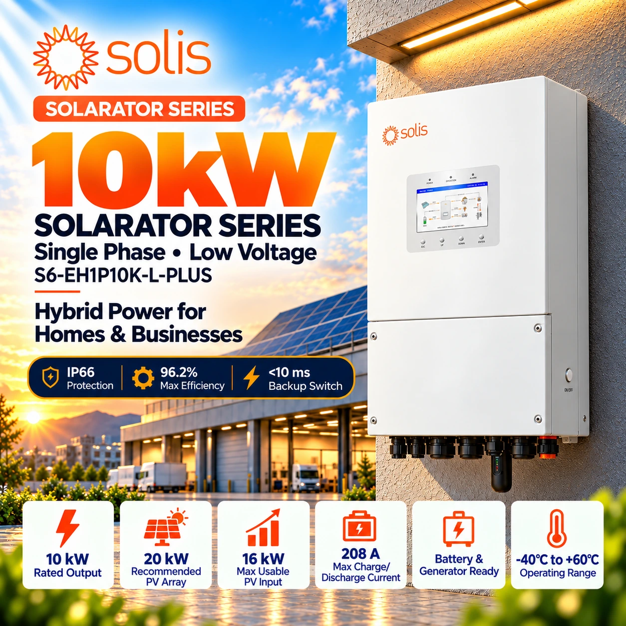 Solis S6-EH1P10K-L-PLUS 10kW Single Phase LV Hybrid Inverter Pakistan
