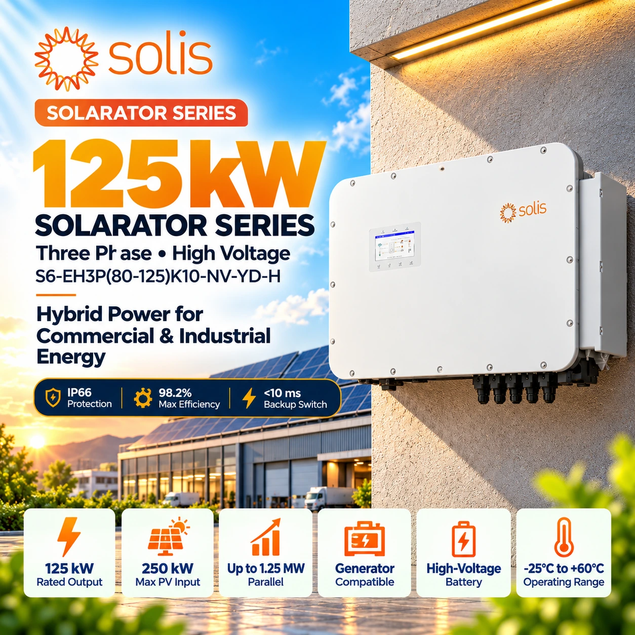 Solis S6-EH3P125K-H Solarator 125kW Three Phase HV Industrial Inverter Pakistan