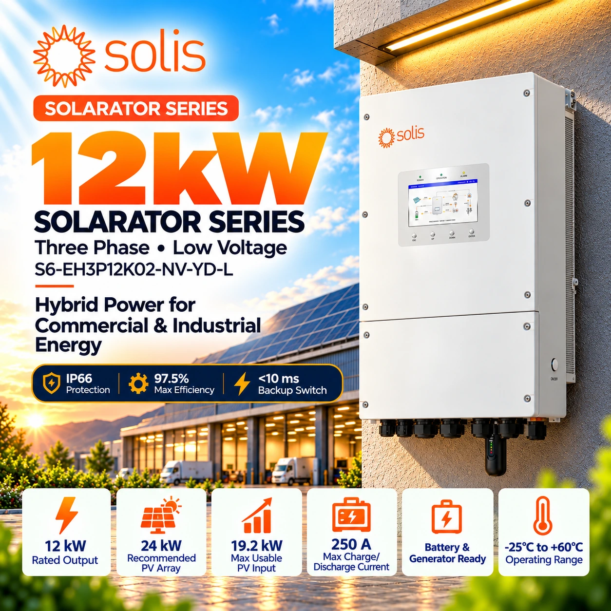 Solis S6-EH3P12K Solarator 12kW Three Phase LV Hybrid Inverter Pakistan