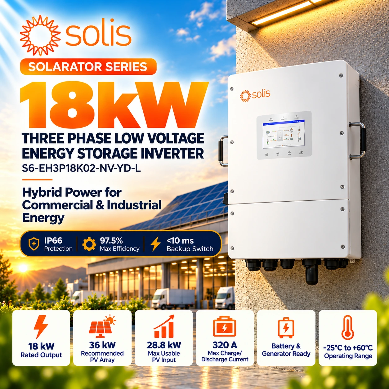 Solis S6-EH3P18K Solarator 18kW Three Phase LV Hybrid Inverter Pakistan