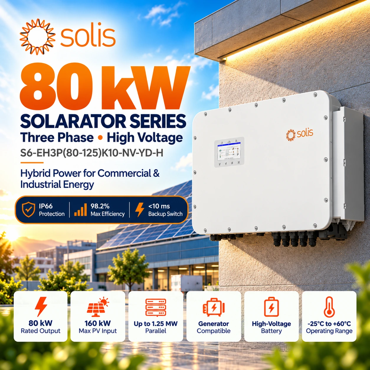 Solis S6-EH3P80K-H Solarator 80kW Three Phase HV Commercial Inverter Pakistan